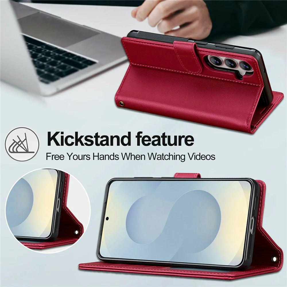LC.IMEEKE L2 Series for Samsung Galaxy A18 4G Case PU Leather Wallet Detachable Magnetic Phone Cover - Red - 7