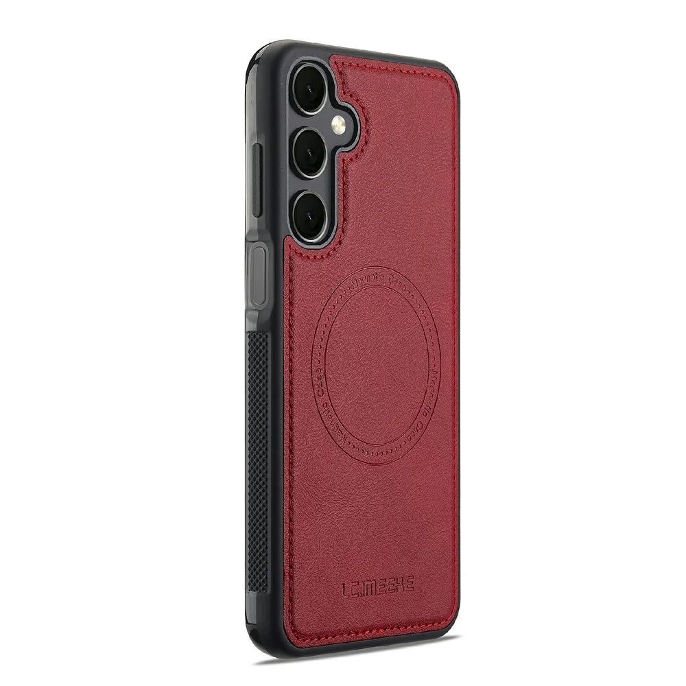 LC.IMEEKE For Samsung Galaxy A18 4G Magnetic Case Leather+TPU Back Cover - Red - 2