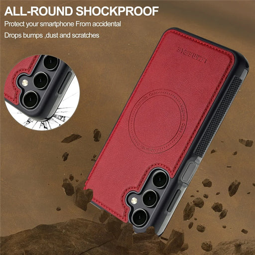 LC.IMEEKE L5 for Samsung Galaxy A18 4G Magnetic Phone Case Leather Back Cover with Detachable Card Holder - Red - 2
