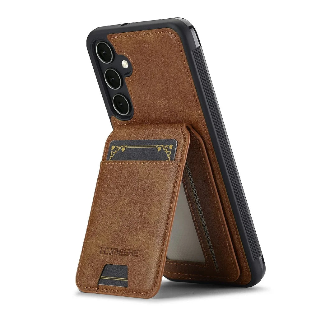 LC.IMEEKE L3 For Samsung Galaxy A18 4G Magnetic Case Detachable Card Holder Leather TPU Mobile Cover - Brown - 3