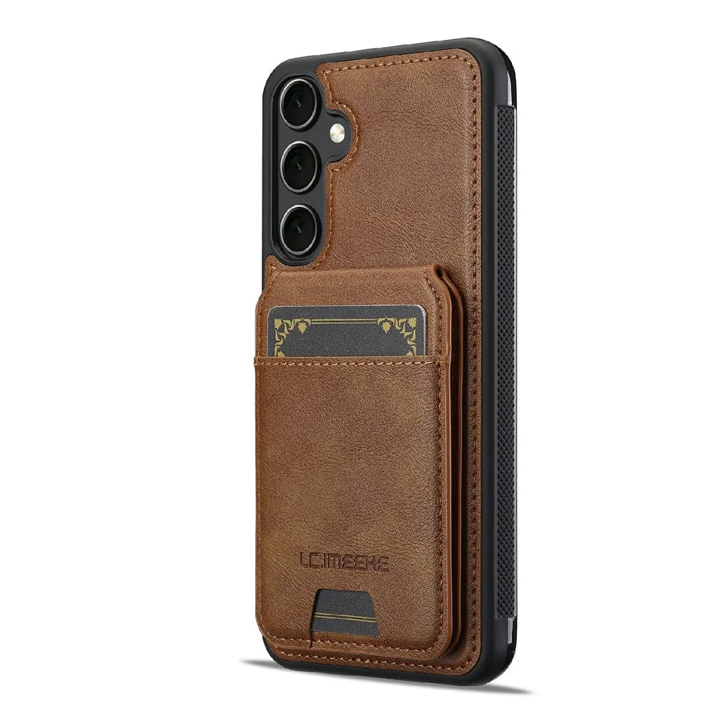 LC.IMEEKE L3 For Samsung Galaxy A18 4G Magnetic Case Detachable Card Holder Leather TPU Mobile Cover - Brown - 5