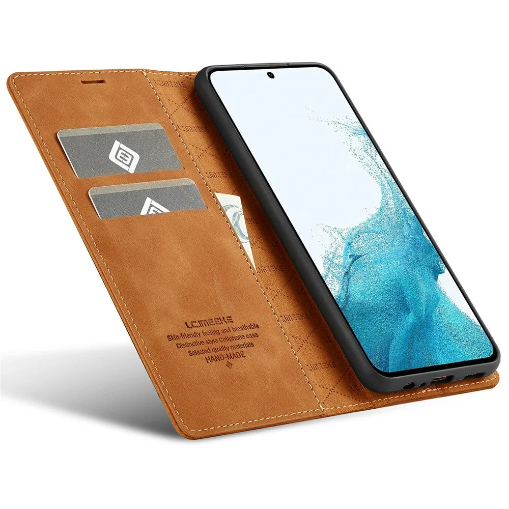 LC.IMEEKE For Samsung Galaxy A18 4G Case Wallet Microfiber Leather Phone Cover - Brown - 2