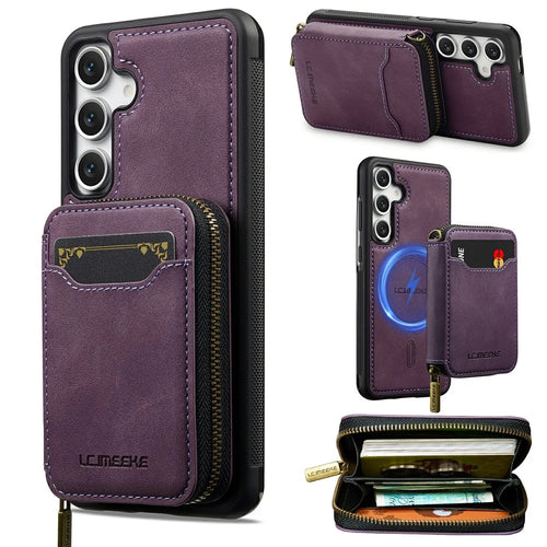 LC.IMEEKE L6 For Samsung Galaxy A18 4G Magnetic Case Detachable Zipper Wallet Leather Coated PC + TPU Phone Cover - Purple - 1