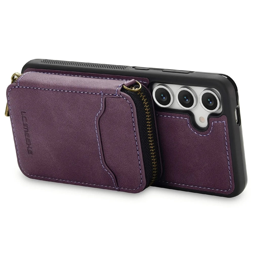 LC.IMEEKE L6 For Samsung Galaxy A18 4G Magnetic Case Detachable Zipper Wallet Leather Coated PC + TPU Phone Cover - Purple - 2