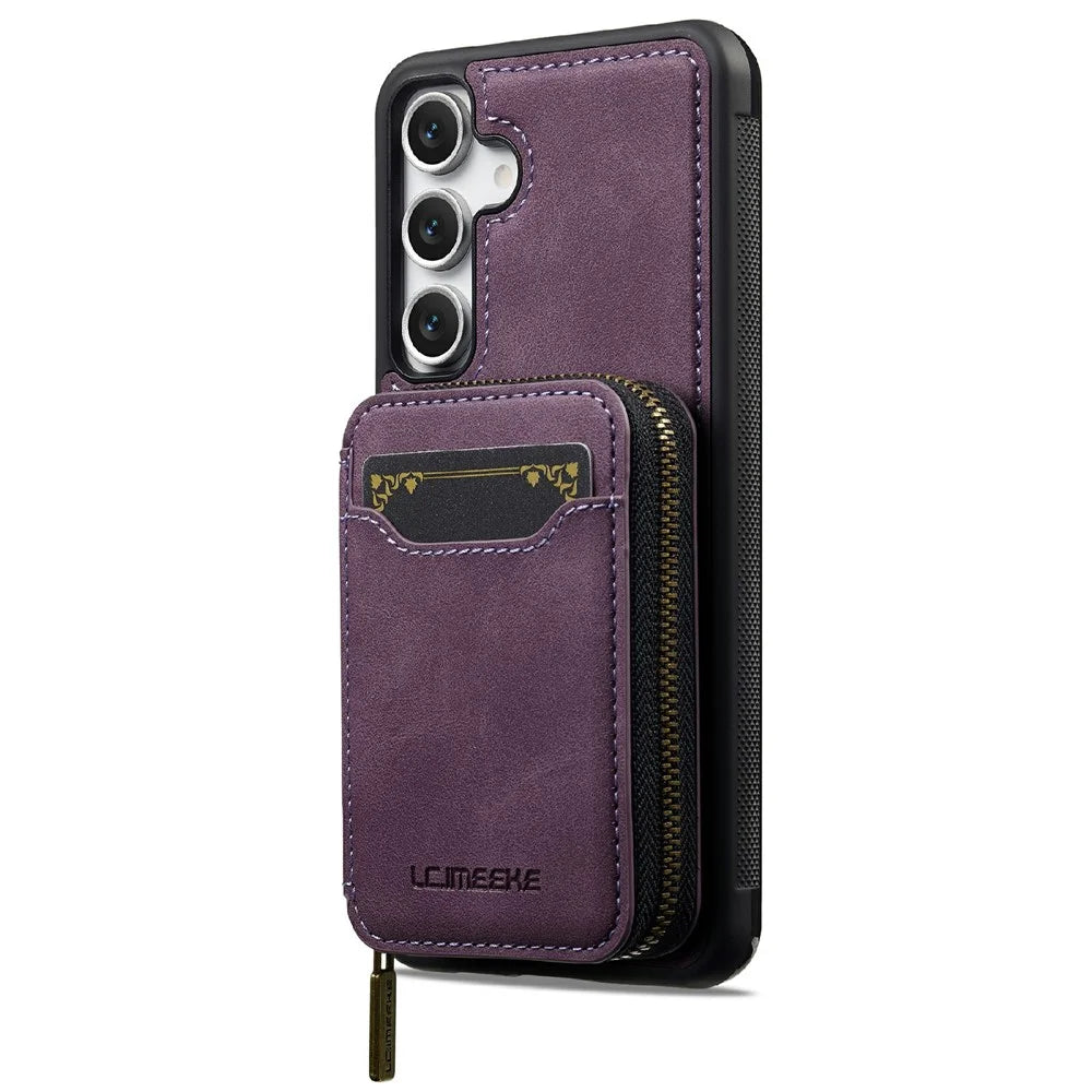 LC.IMEEKE L6 For Samsung Galaxy A18 4G Magnetic Case Detachable Zipper Wallet Leather Coated PC + TPU Phone Cover - Purple - 3