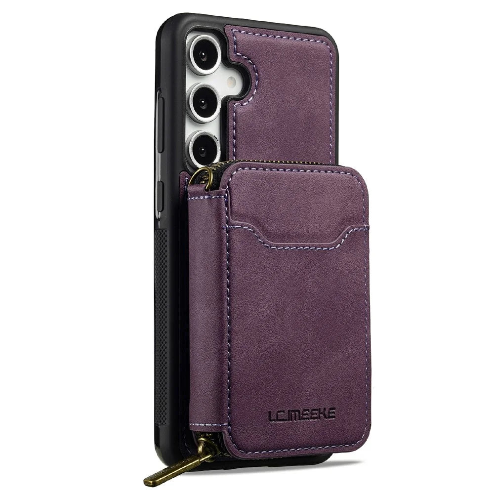 LC.IMEEKE L6 For Samsung Galaxy A18 4G Magnetic Case Detachable Zipper Wallet Leather Coated PC + TPU Phone Cover - Purple - 4