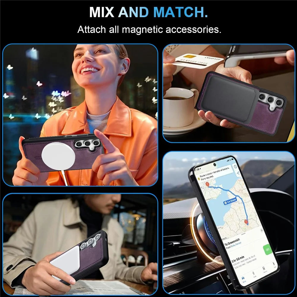 LC.IMEEKE L6 For Samsung Galaxy A18 4G Magnetic Case PU Leather Coated PC TPU Phone Cover - Purple - 7