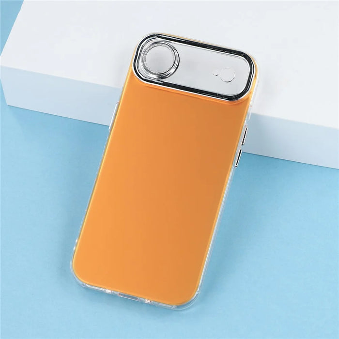 For iPhone Air Case PC + TPU IMD Phone Cover with Electroplated Camera Frame - Vibrant Orange - 5
