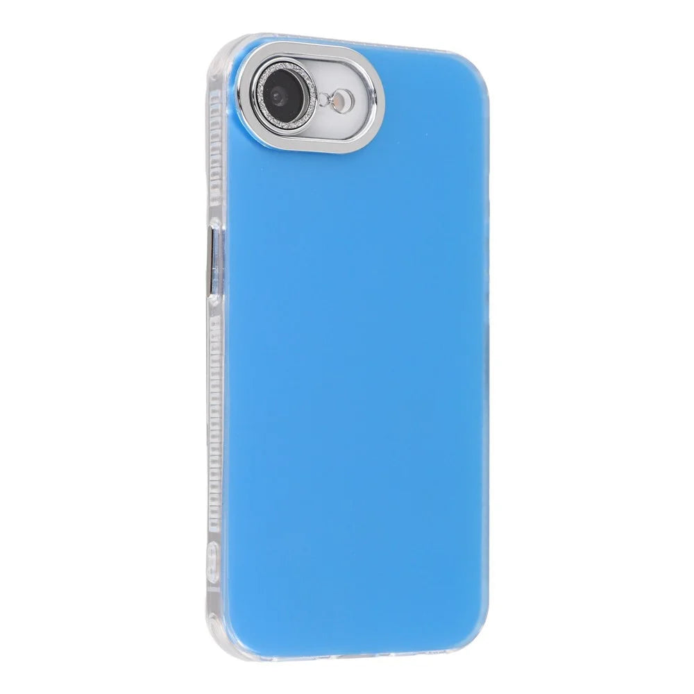 For iPhone 17e / 16e Case PC + TPU IMD Phone Cover with Electroplated Camera Frame - Sky Blue - 1