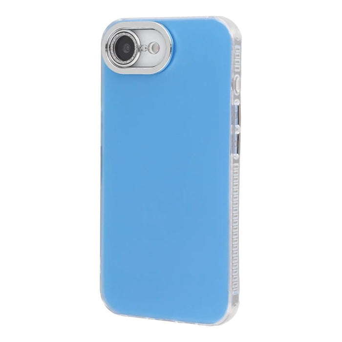 For iPhone 17e / 16e Case PC + TPU IMD Phone Cover with Electroplated Camera Frame - Sky Blue - 2