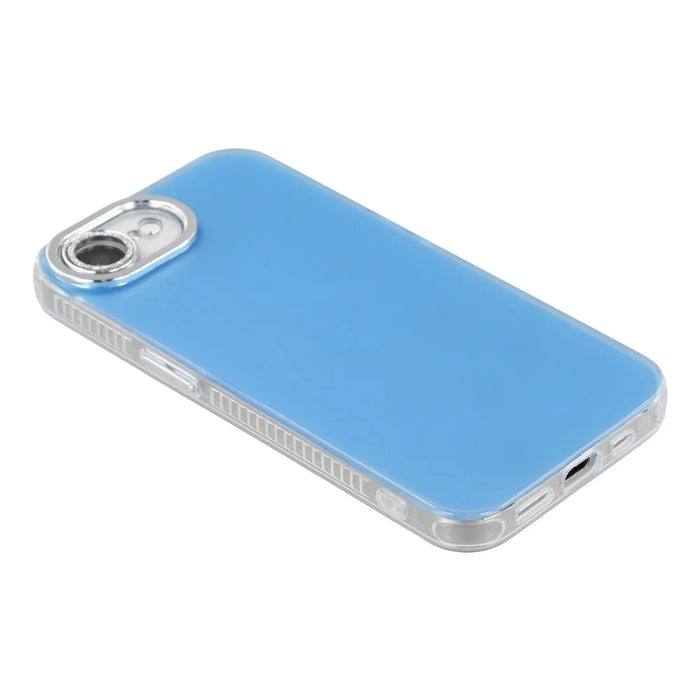 For iPhone 17e / 16e Case PC + TPU IMD Phone Cover with Electroplated Camera Frame - Sky Blue - 3