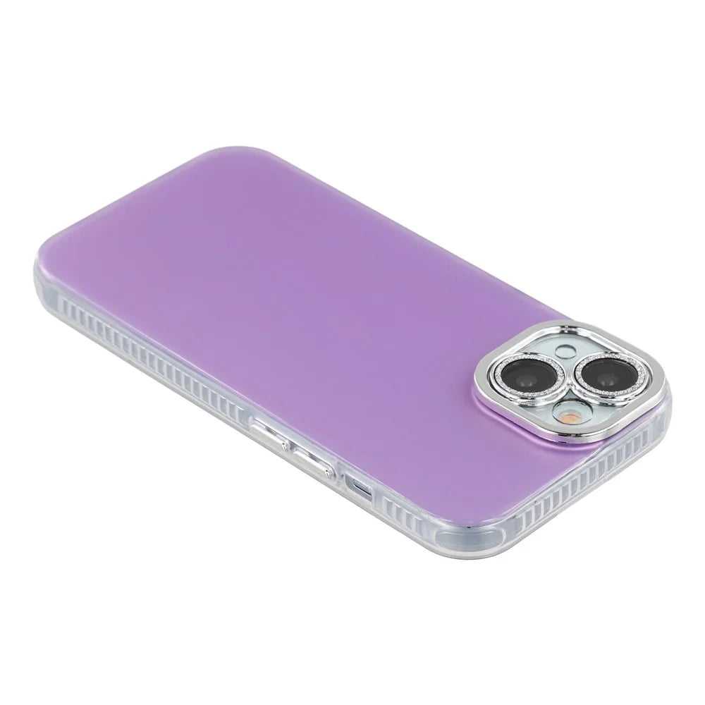 For iPhone 15 Case PC + TPU IMD Phone Cover with Electroplated Camera Frame - Lilac Purple - 4