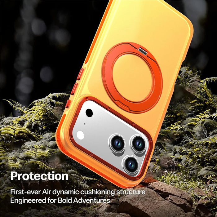 For iPhone 18 Pro / 17 Pro Case Rotating Kickstand Contrasting Color Design PC + TPU Phone Cover - Orange - 3