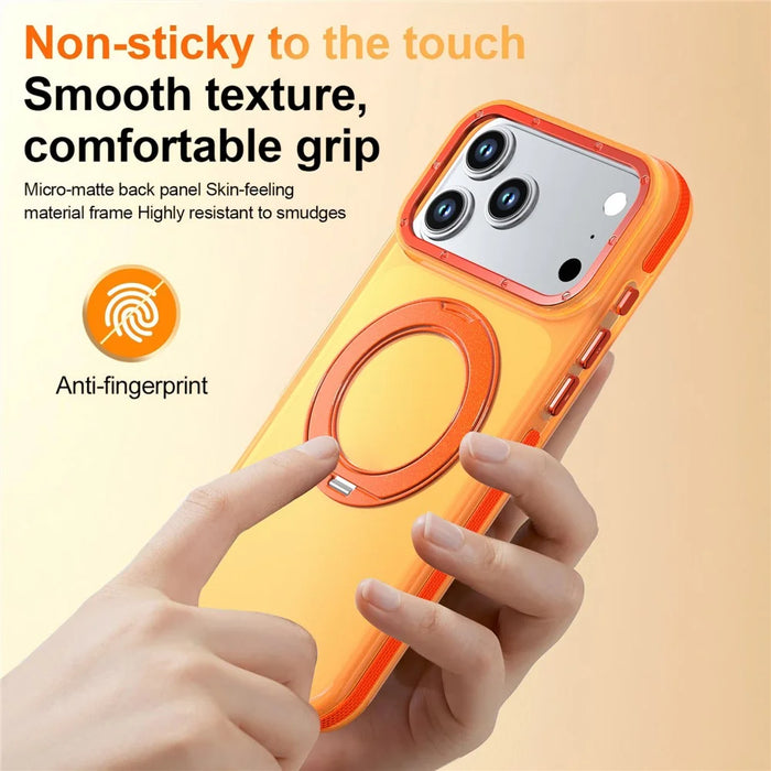 For iPhone 18 Pro Max / 17 Pro Max Case Rotating Kickstand Contrasting Color Design PC + TPU Phone Cover - Orange - 5