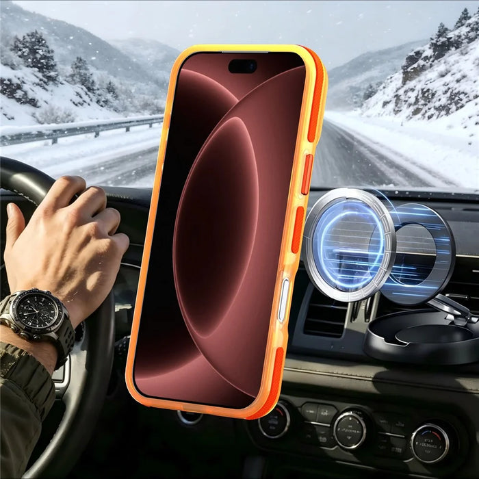 For iPhone 18 Pro Max / 17 Pro Max Case Rotating Kickstand Contrasting Color Design PC + TPU Phone Cover - Orange - 6