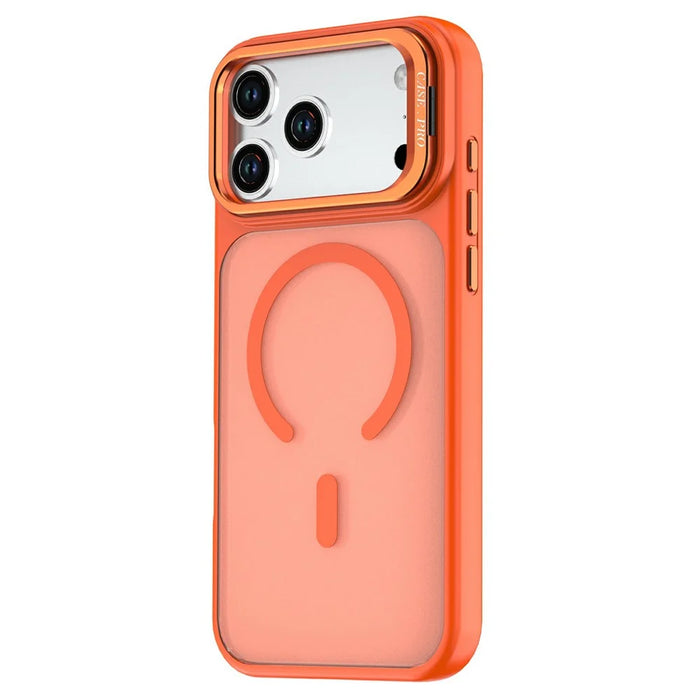 For iPhone 18 Pro Max / 17 Pro Max Magnetic Case Foldable Kickstand Matte PC + TPU Phone Cover - Orange - 2