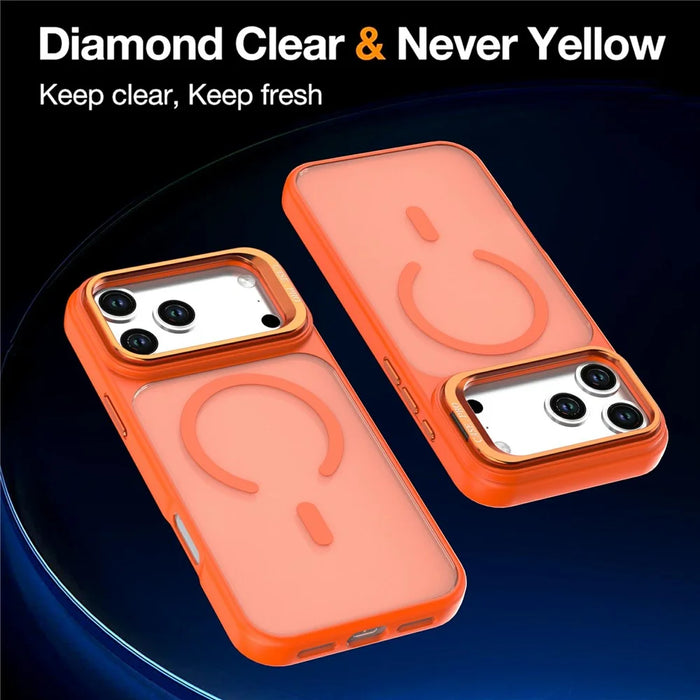 For iPhone 18 Pro Max / 17 Pro Max Magnetic Case Foldable Kickstand Matte PC + TPU Phone Cover - Orange - 3