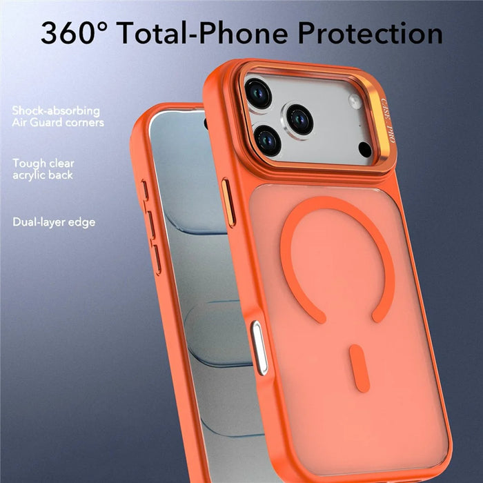 For iPhone 18 Pro Max / 17 Pro Max Magnetic Case Foldable Kickstand Matte PC + TPU Phone Cover - Orange - 6