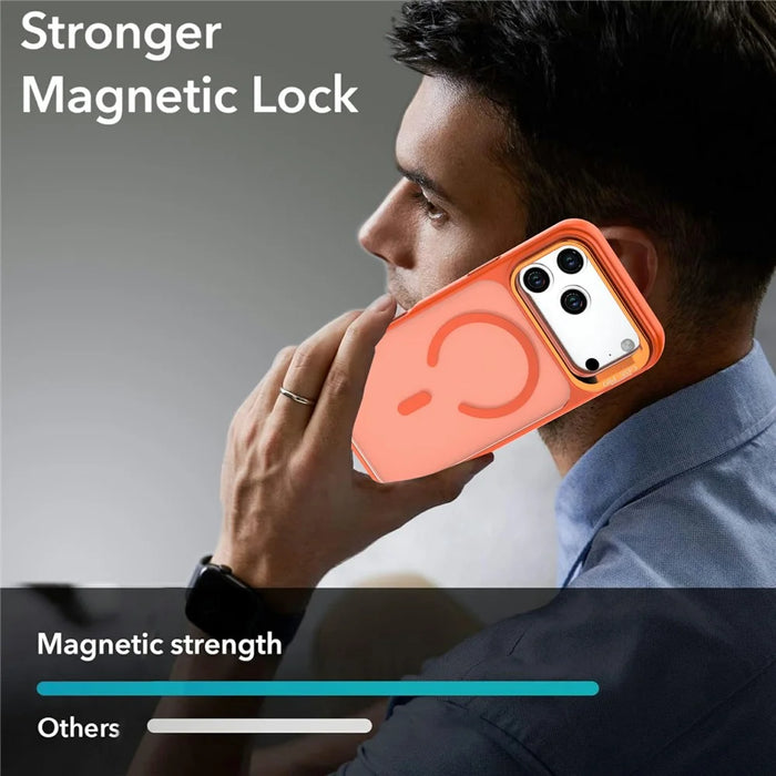 For iPhone 18 Pro Max / 17 Pro Max Magnetic Case Foldable Kickstand Matte PC + TPU Phone Cover - Orange - 7