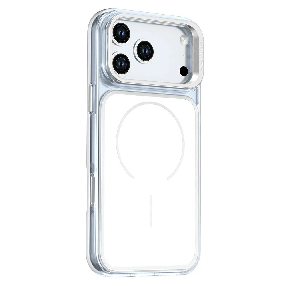 For iPhone 18 Pro / 17 Pro Magnetic Case Matching Color Lens Kickstand TPU PC Phone Cover - White - 2