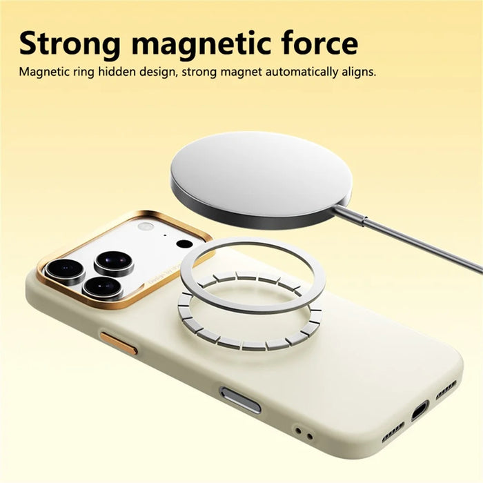 ABEEL For iPhone 18 Pro Max  /  17 Pro Max Magnetic Case Liquid Silicone Skin Feel PC Phone Cover - Yellow - 6