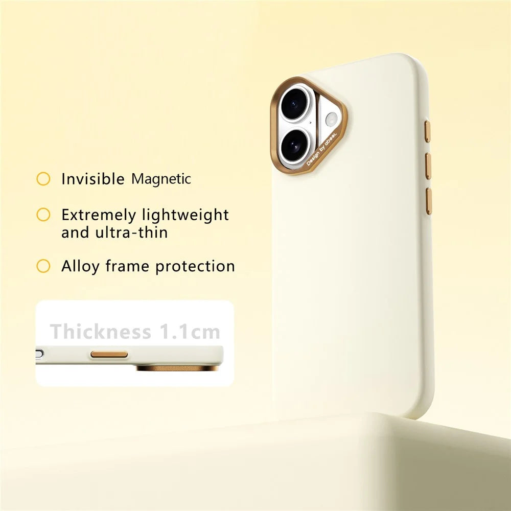 ABEEL For iPhone 16 Magnetic Case Liquid Silicone Skin Feel PC Phone Cover - Yellow - 2