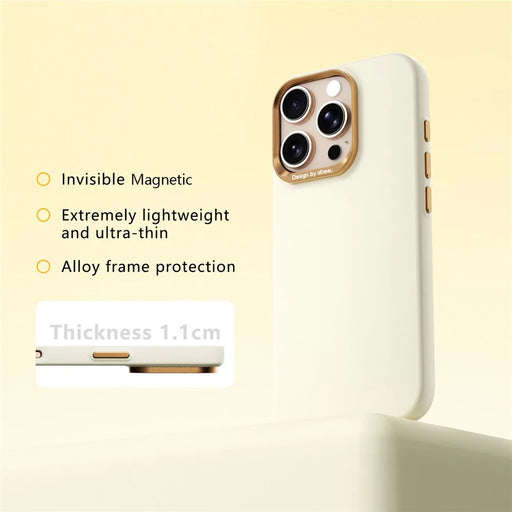 ABEEL For iPhone 16 Pro Magnetic Case Liquid Silicone Skin Feel PC Phone Cover - Yellow - 2