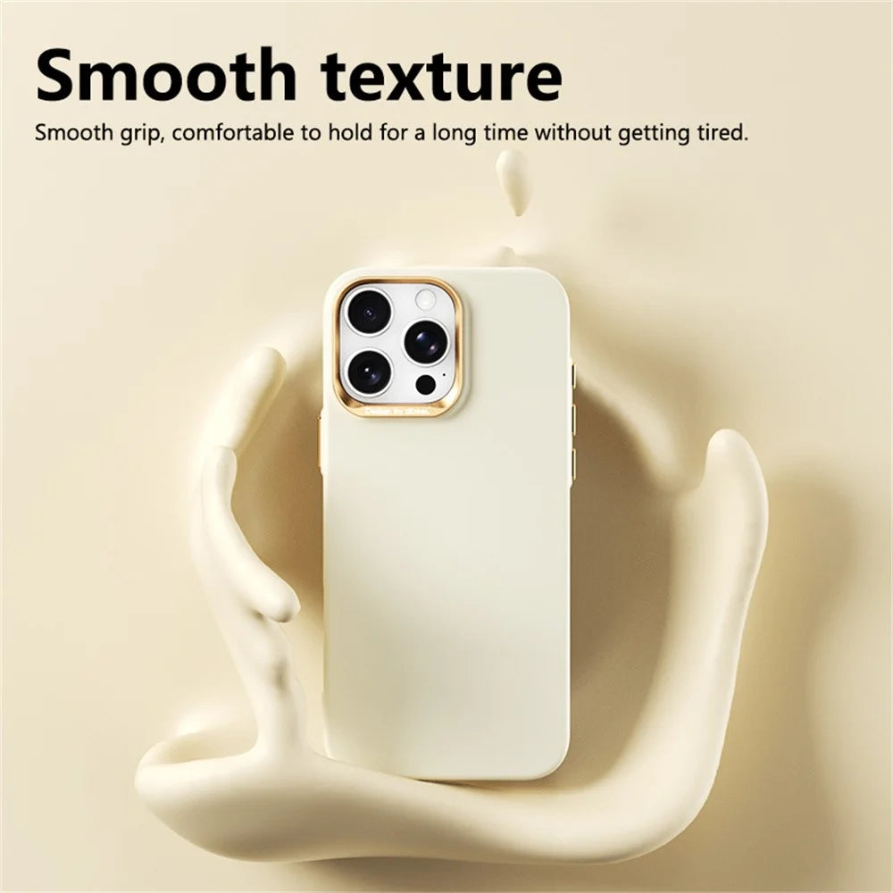 ABEEL For iPhone 16 Pro Magnetic Case Liquid Silicone Skin Feel PC Phone Cover - Yellow - 3