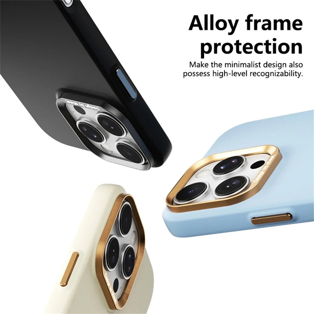 ABEEL For iPhone 16 Pro Max Magnetic Case Liquid Silicone Skin Feel PC Phone Cover - Yellow - 7