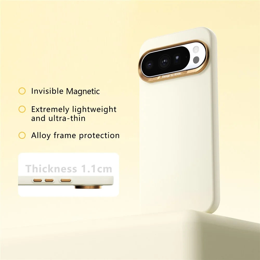 ABEEL For Google Pixel 10 Pro XL Magnetic Case Liquid Silicone Skin Feel PC Phone Cover - Yellow - 2