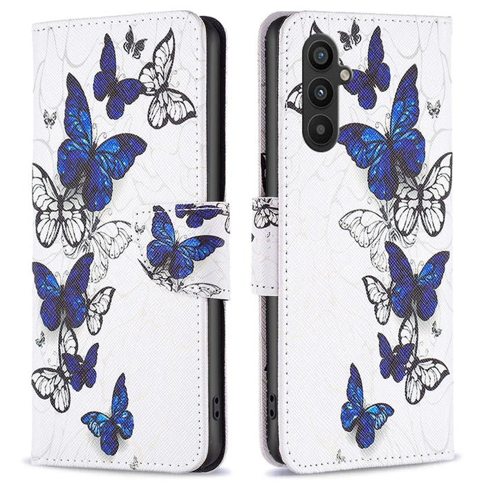 For Samsung Galaxy A34 5G Leather Case Pattern Printing Wallet Stand Flip Mobile Cover - Butterflies - 1