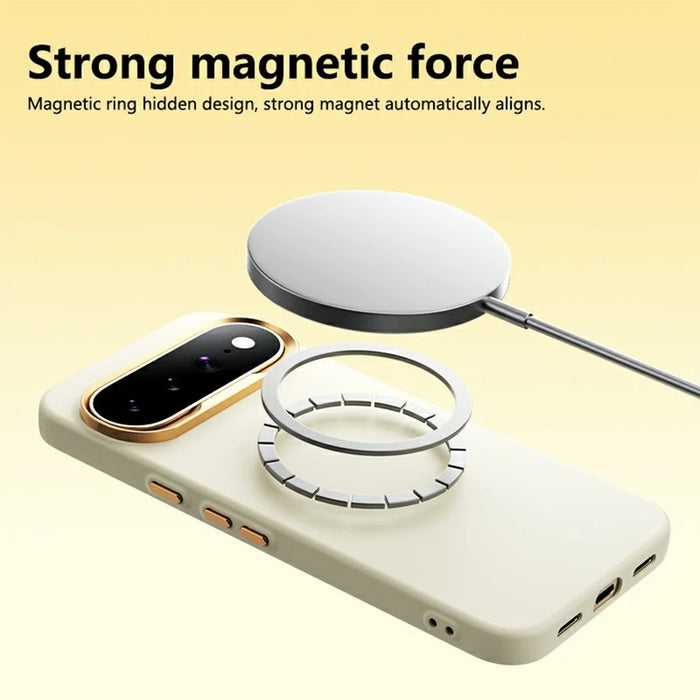 ABEEL For Google Pixel 11 Magnetic Case Liquid Silicone Skin Feel PC Phone Cover - Yellow - 5
