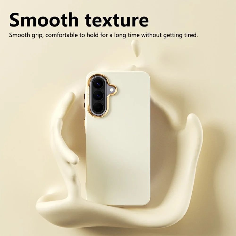 ABEEL For Samsung Galaxy A57 5G Magnetic Case Liquid Silicone Skin Feel PC Phone Cover - Yellow - 2