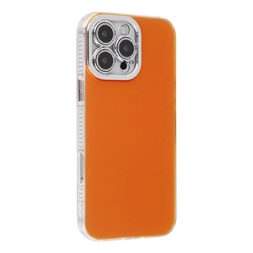 For iPhone 16 Pro Case PC + TPU IMD Phone Cover with Electroplated Camera Frame - Vibrant Orange - 1