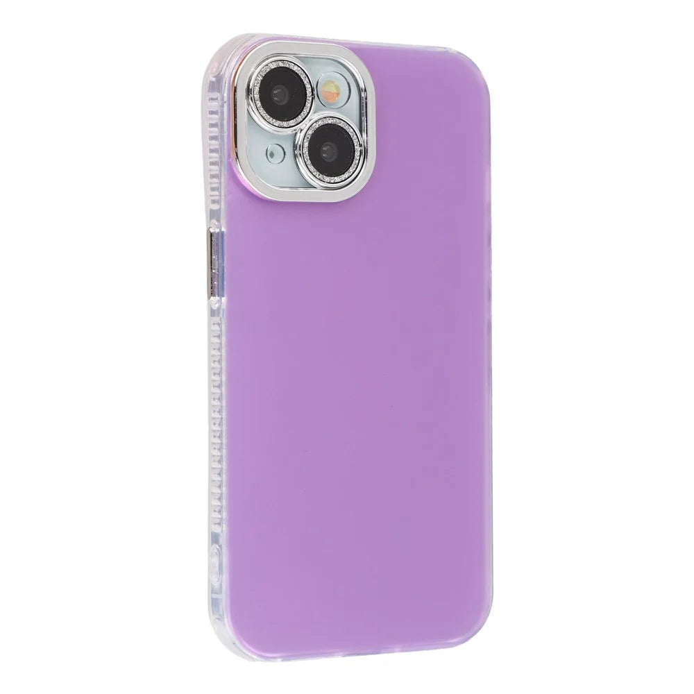 For iPhone 14 Case PC + TPU IMD Phone Cover with Electroplated Camera Frame - Lilac Purple - 1