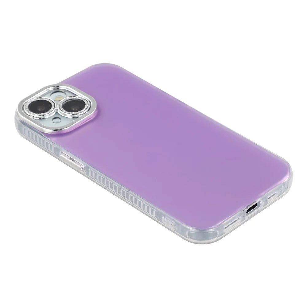 For iPhone 14 Case PC + TPU IMD Phone Cover with Electroplated Camera Frame - Lilac Purple - 3
