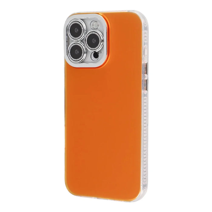 For iPhone 13 Pro Max Case PC + TPU IMD Phone Cover with Electroplated Camera Frame - Vibrant Orange - 2