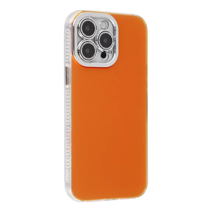 For iPhone 13 Pro Case PC + TPU IMD Phone Cover with Electroplated Camera Frame - Vibrant Orange - 1