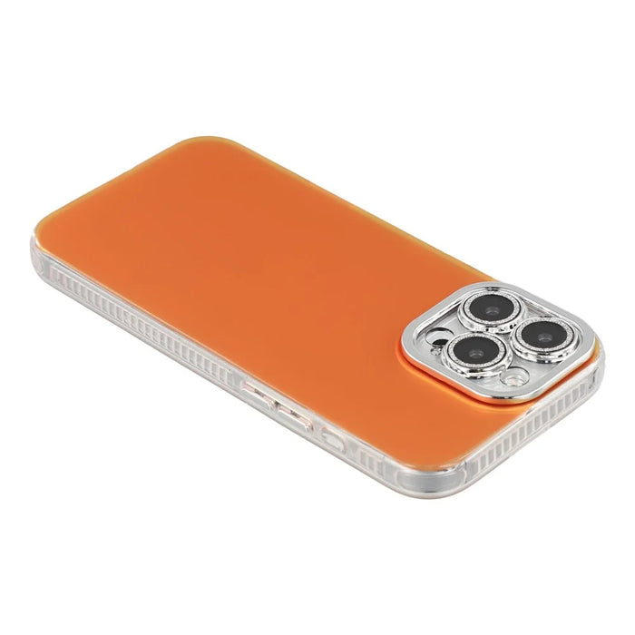 For iPhone 13 Pro Case PC + TPU IMD Phone Cover with Electroplated Camera Frame - Vibrant Orange - 4