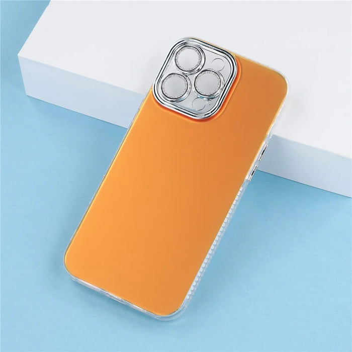 For iPhone 13 Pro Case PC + TPU IMD Phone Cover with Electroplated Camera Frame - Vibrant Orange - 5