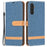 For Samsung Galaxy A34 5G Case Jeans Cloth Texture Leather Wallet Mobile Cover with Stand - Navy Blue - 1