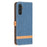 For Samsung Galaxy A34 5G Case Jeans Cloth Texture Leather Wallet Mobile Cover with Stand - Navy Blue - 6