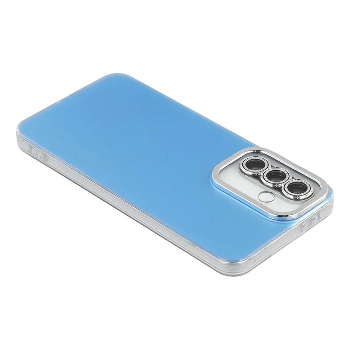 For Samsung Galaxy S25+ Case PC + TPU IMD Phone Cover with Electroplated Camera Frame - Sky Blue - 4