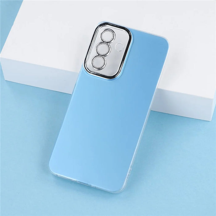 For Samsung Galaxy A37 5G Case PC + TPU IMD Phone Cover with Electroplated Camera Frame - Sky Blue - 5