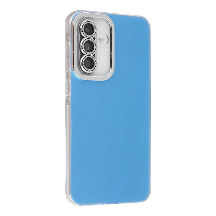 For Samsung Galaxy A36 5G Case PC + TPU IMD Phone Cover with Electroplated Camera Frame - Sky Blue - 1
