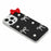 For iPhone 16 Pro Case Pearl Bow Decor PC + TPU IMD Phone Cover with Rhinestone Camera Ring - Classic Black - 4
