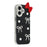 For iPhone 16 Plus Case Pearl Bow Decor PC + TPU IMD Phone Cover with Rhinestone Camera Ring - Classic Black - 2