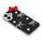 For iPhone 16 Plus Case Pearl Bow Decor PC + TPU IMD Phone Cover with Rhinestone Camera Ring - Classic Black - 4