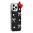 For iPhone 14 Pro Case Pearl Bow Decor PC + TPU IMD Phone Cover with Rhinestone Camera Ring - Classic Black - 2