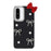 For Samsung Galaxy S24+ Case Pearl Bow Decor PC + TPU IMD Phone Cover with Rhinestone Camera Ring - Classic Black - 1